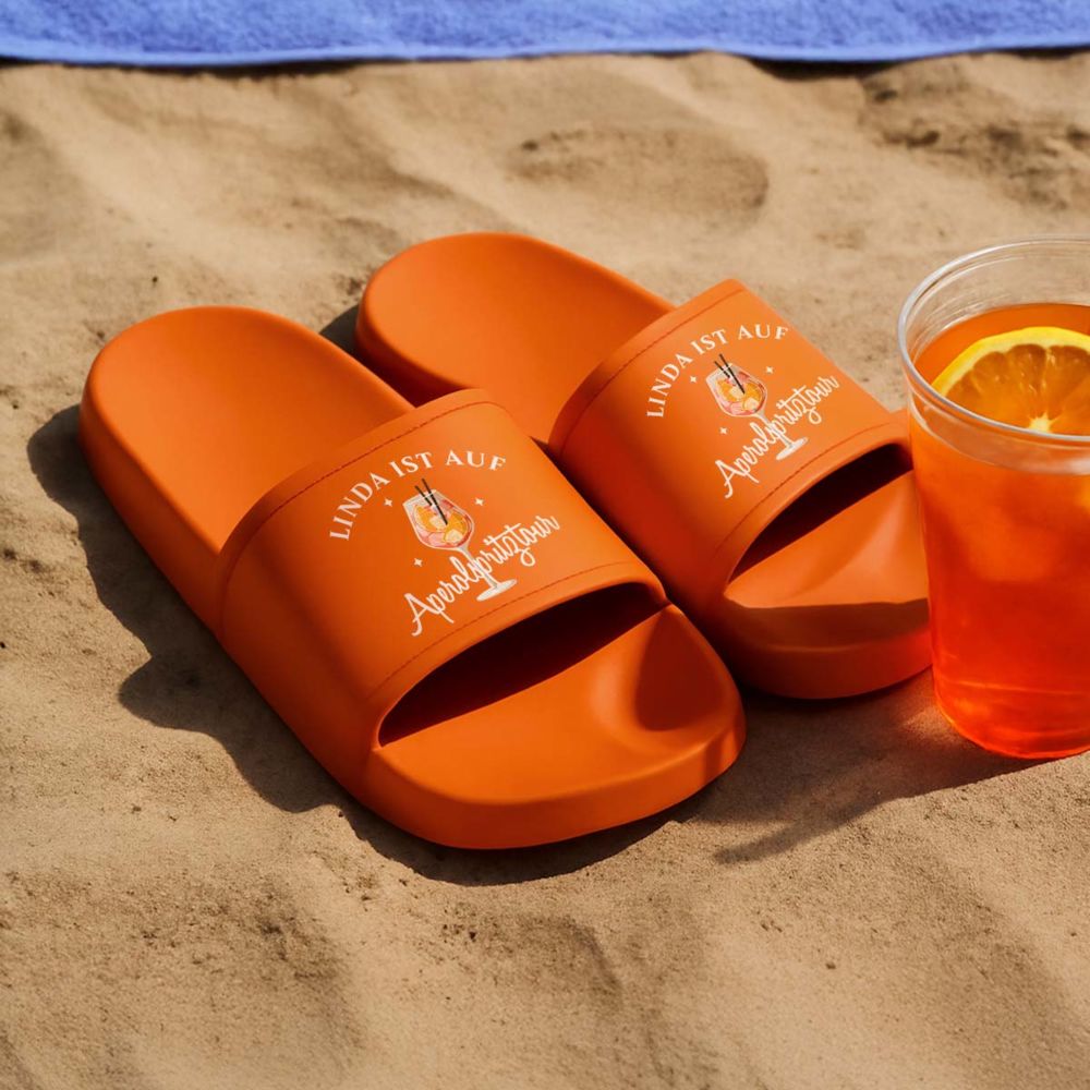 Personalisierbare Aperol Badelatschen mit Text