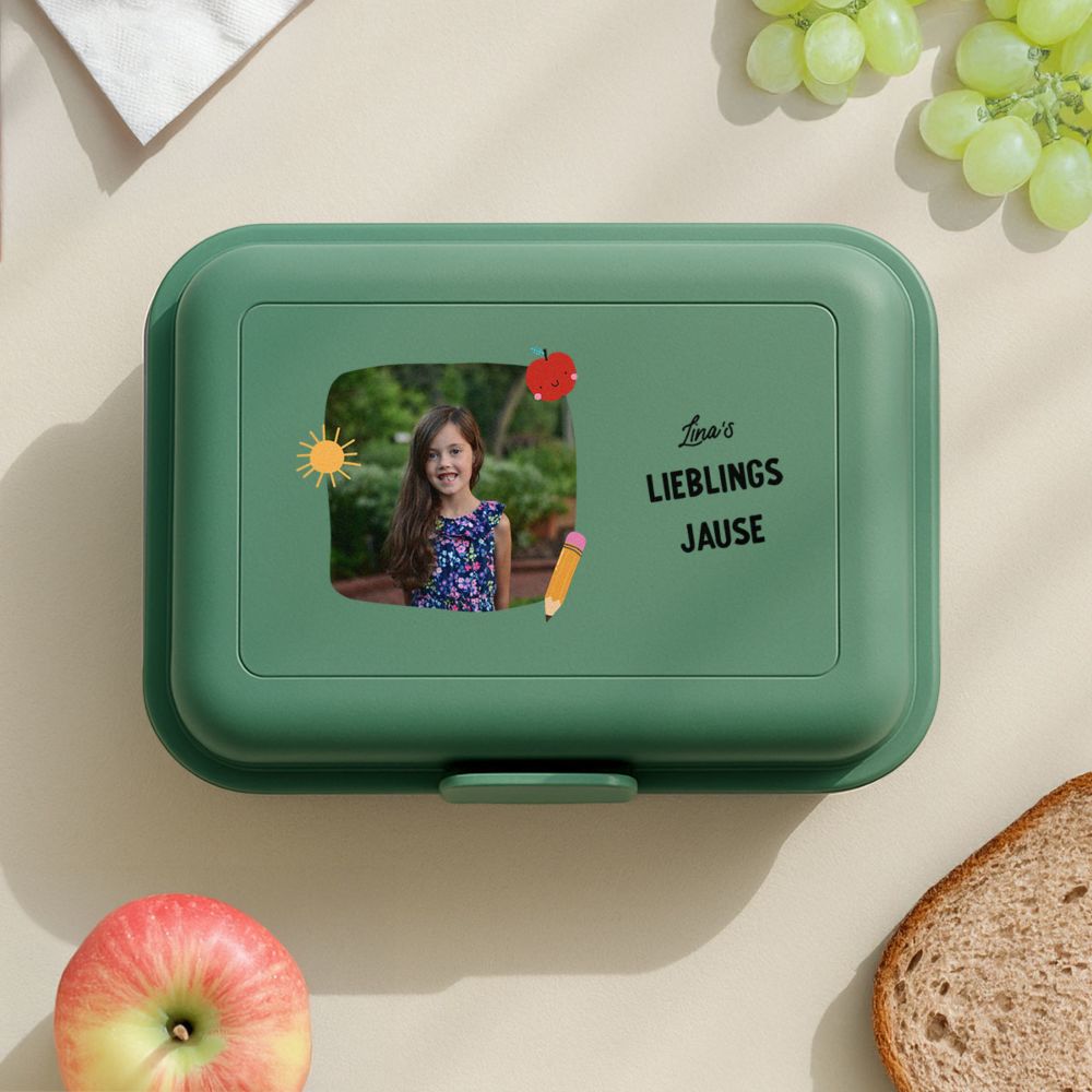 Personalisierbare Brotdose mit Foto und Text