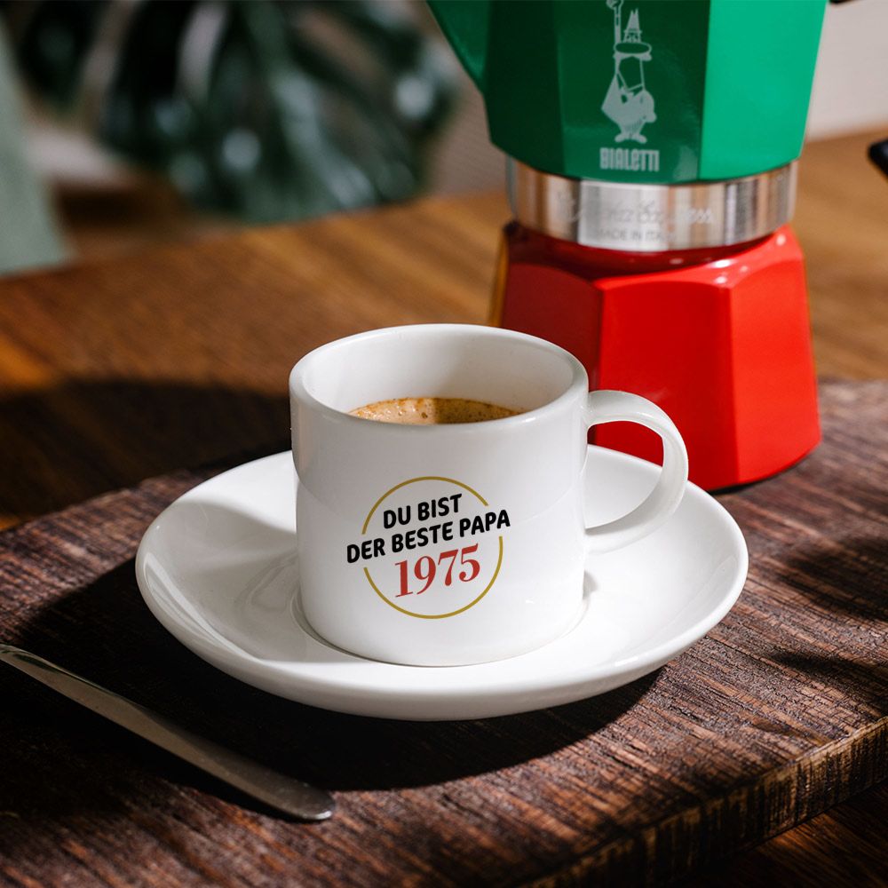 Personalisierbare Espresso Tasse mit Namen und Jahreszahl