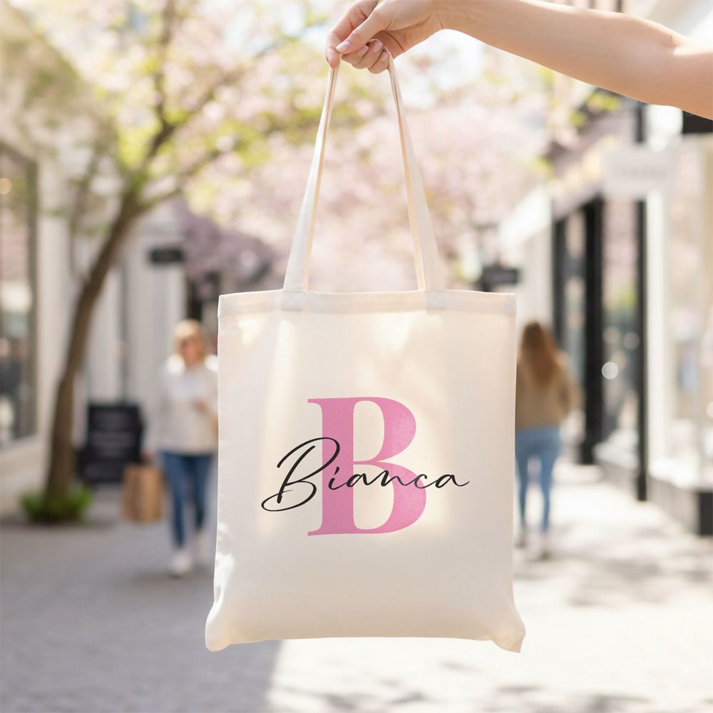 Personalisierbarer Jutebeutel mit Monogramm