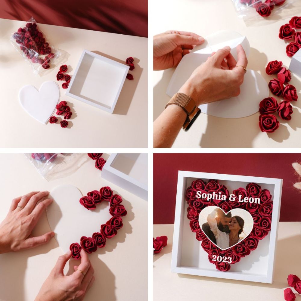 Personalisierbare Rosenbox mit Foto und Text
