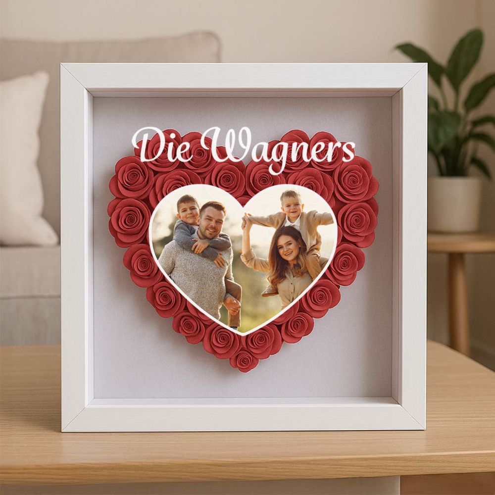 Personalisierbare Rosenbox mit Foto und Text
