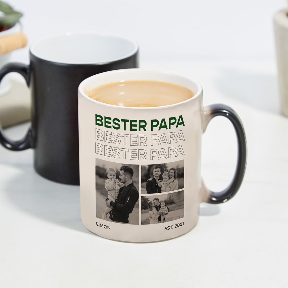 Personalisierbare Tasse mit Schwarz Weiß Fotos und Text