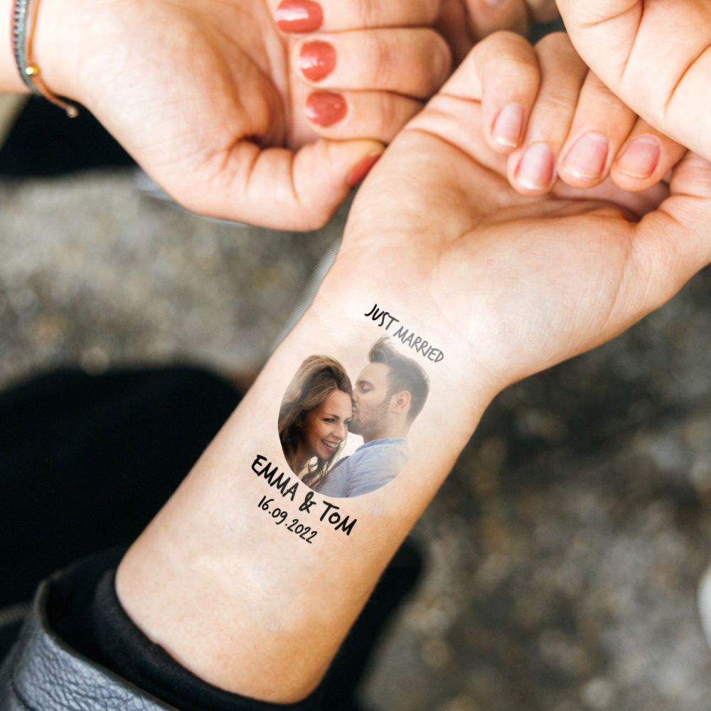Personalisierbare Tattoos 4er Set mit Gesicht und Text