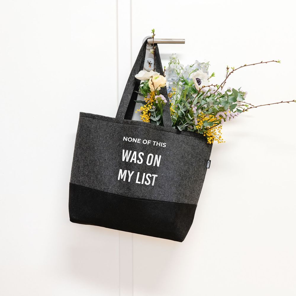 Personalisierbare Filztasche mit Text