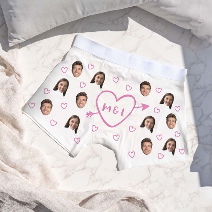 Personalisierbare Boxershorts mit Herz und Initialen