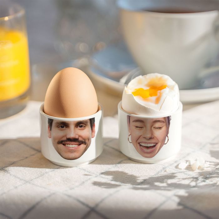 Personalisierbare Eierbecher 2er-Set mit Gesicht