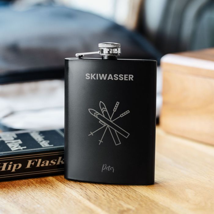 Personalisierbarer Flachmann mit Symbol und Text