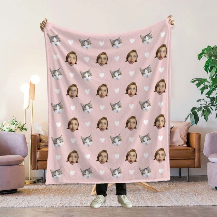 Personalisierbare Decke mit Haustier und Gesicht