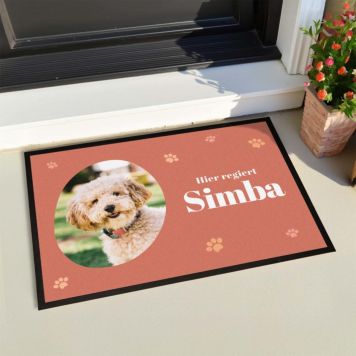 Personalisierbare Fußmatte mit Haustier und Name